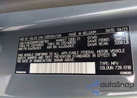 2023 Volvo Xc40 Recharge Pure Electric Twin Ultimate z USA, uszkodzony, nr VIN YV4ED3UMXP2087183
